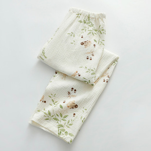Xiyue Spring and Summer New Cotton Gauze Adjustable Maternal Pajama Pants Pregnant Mother High Waist Outer Wearing Elastable Pajama Pants