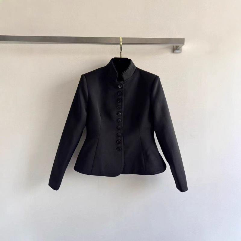 Shenzhen Nanyou 25 Autumn and Winter Fashionable Single-Breasted Shoulder Pads, Stand-Up Collar, Waist Slimming Look Short Suit Jacket for Women