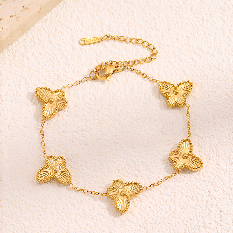 Cross-Border Hot-Selling Titanium Steel Three-Dimensional Laser Butterfly Bracelet, Niche High-End Fashion Versatile Women's Bracelet Jewelry