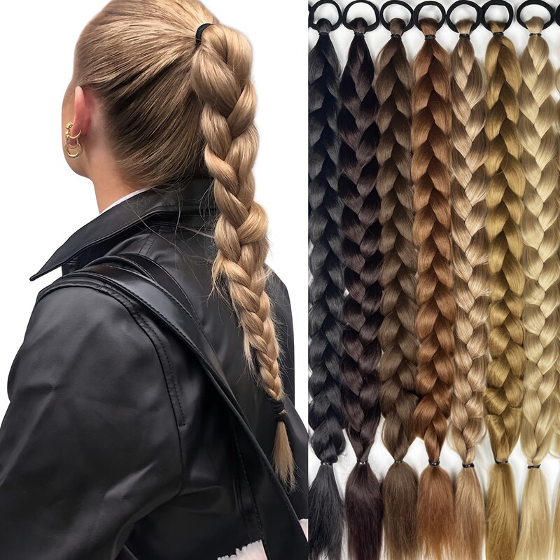 Ponytail Long Braids Ponytail Band Elastic Headband Synthetic Hair Exterior Suitable for Daily Use Party Hair Accessories