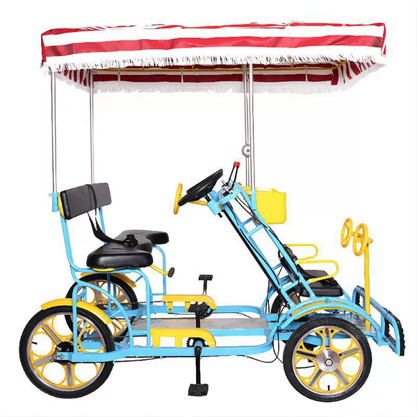 Tandem bike, blue additional seat