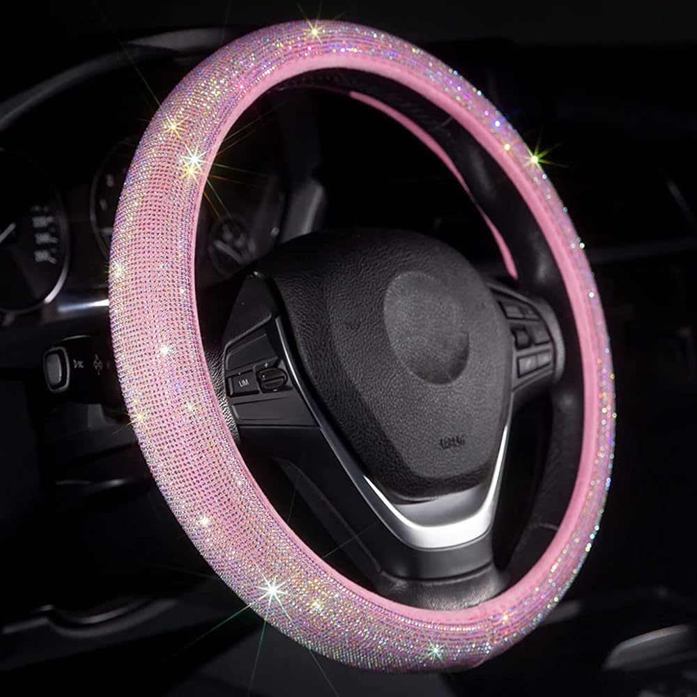 Source Factory Cross-Border Car Diamond-Studded Steering Wheel Cover with Inner Ring, Full Rhinestone Car Interior Handle Cover