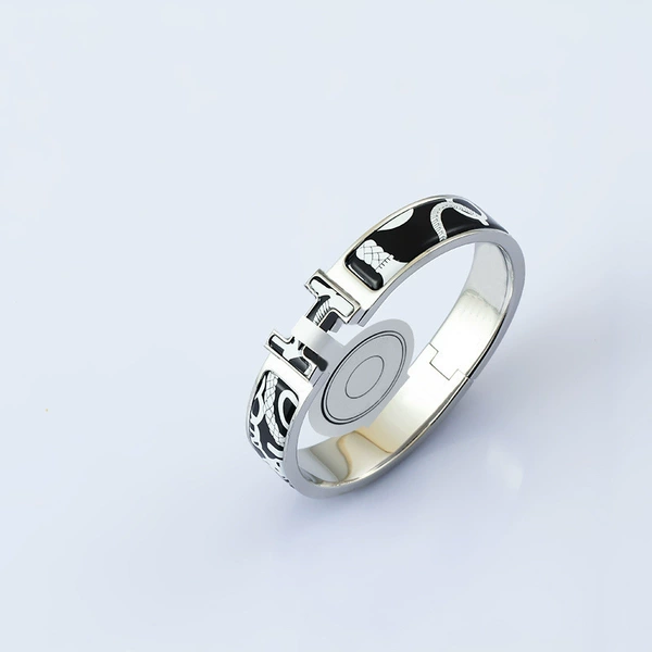 High version H bracelet. Silver+black pattern