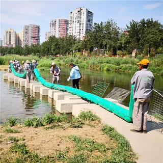浮筒式拦污浮排 水库拦截漂浮物垃圾塑料浮桶 组合夹钢管浮桶