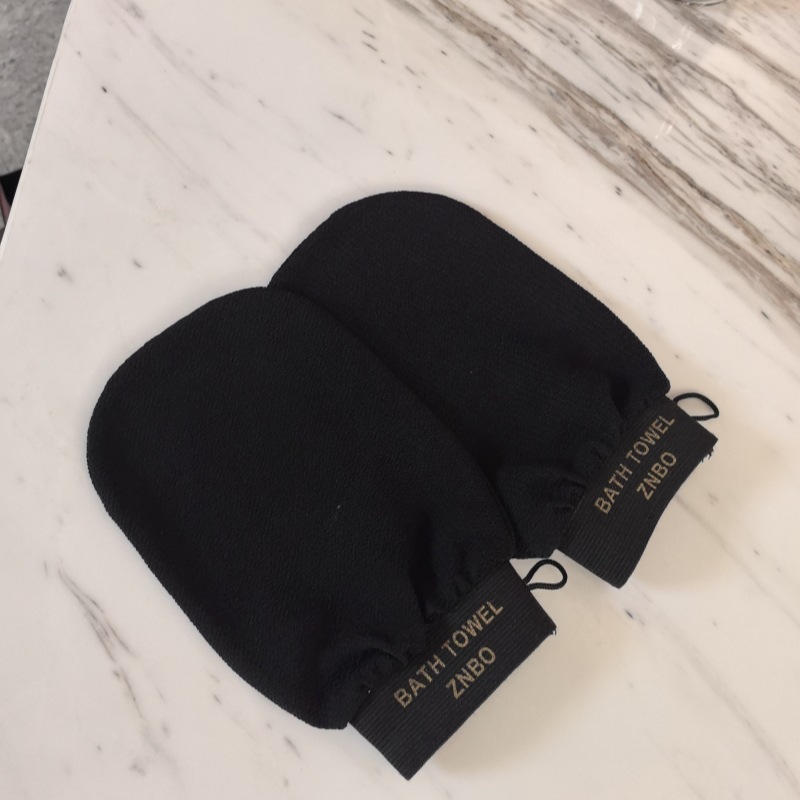 外贸椭圆黑色搓澡巾单层男士沐浴手套搓背粗砂洗澡巾搓泥浴擦