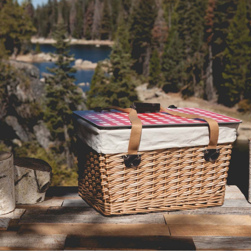 Comercio exterior personalizado canasta de compras de mano de caña canasta de regalo al aire libre snack cubierta de cubierta de platos canasta de picnic de sauce