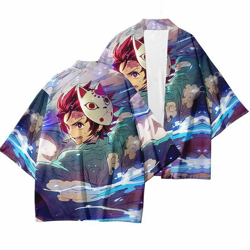 Первые часы аниме Ghost Destroy Digital Printing Covered Cloak Cloak Kimono Weaving