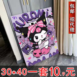 diy数字油画玫瑰手工填色油彩画治愈手工简约花卉客厅装饰画挂画