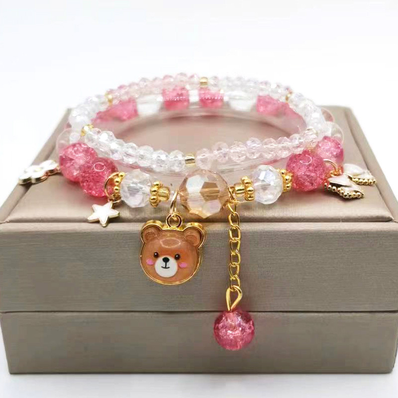Pulsera para niños princesa femenina niña con cuentas de cristal estudiante hermanas novias pulsera joyería pulsera niños
