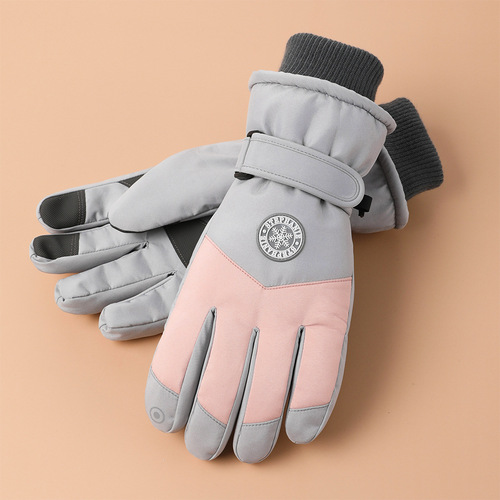Ski gloves for men and women outdoor riding waterproof anti-slip touch screen plus velvet thickened cross-border autumn and winter warm gloves