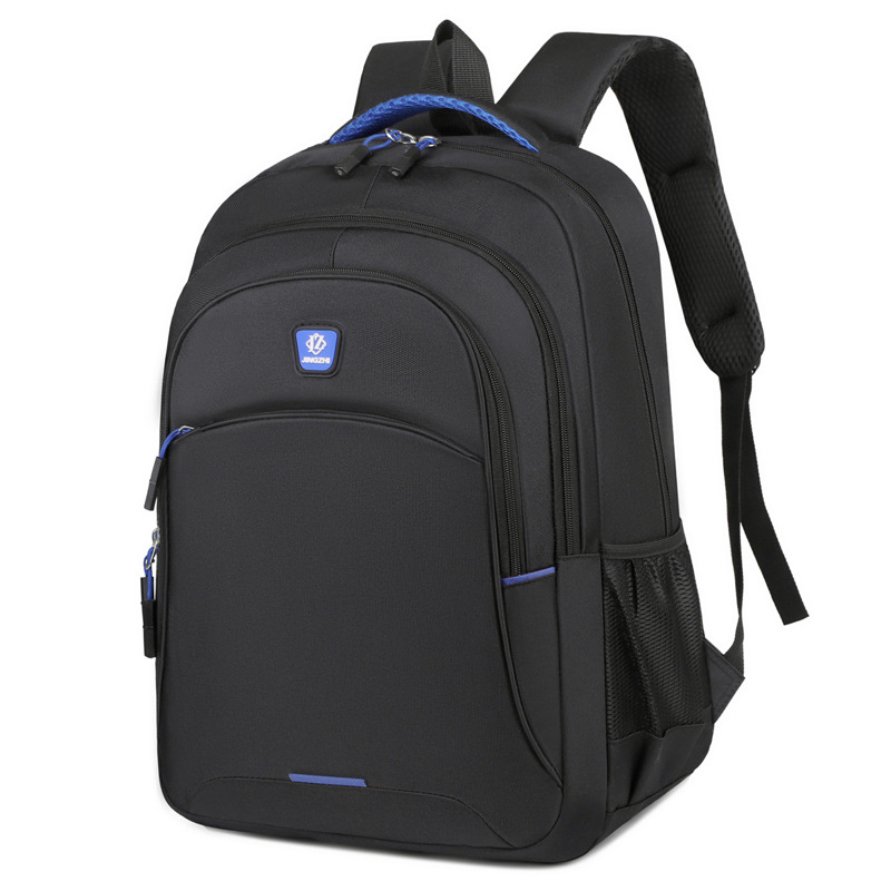Men's business trip, computer backpack, black Oxford cloth splash proof high school student backpack_voghion.com