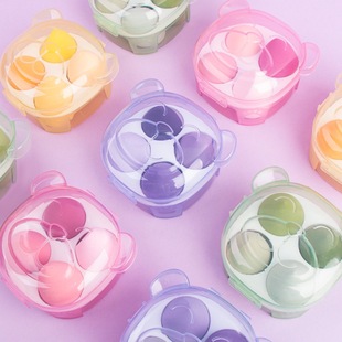 Little Bear Beauty Egg Box Set, No Powder, No Powder Stuck, Super Soft Water Drop Cut Dry and Wet Dual-Use Sponge Makeup Egg