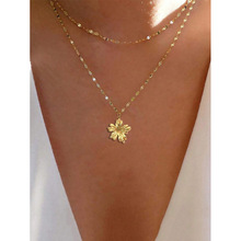 B 89915 Double-layer flower pendant necklace ˫�㻨��������
