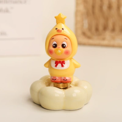 Rotatable Jingdezhen Style | Car ornaments - little-yellow-chicken-star-man-yellow-flower-base