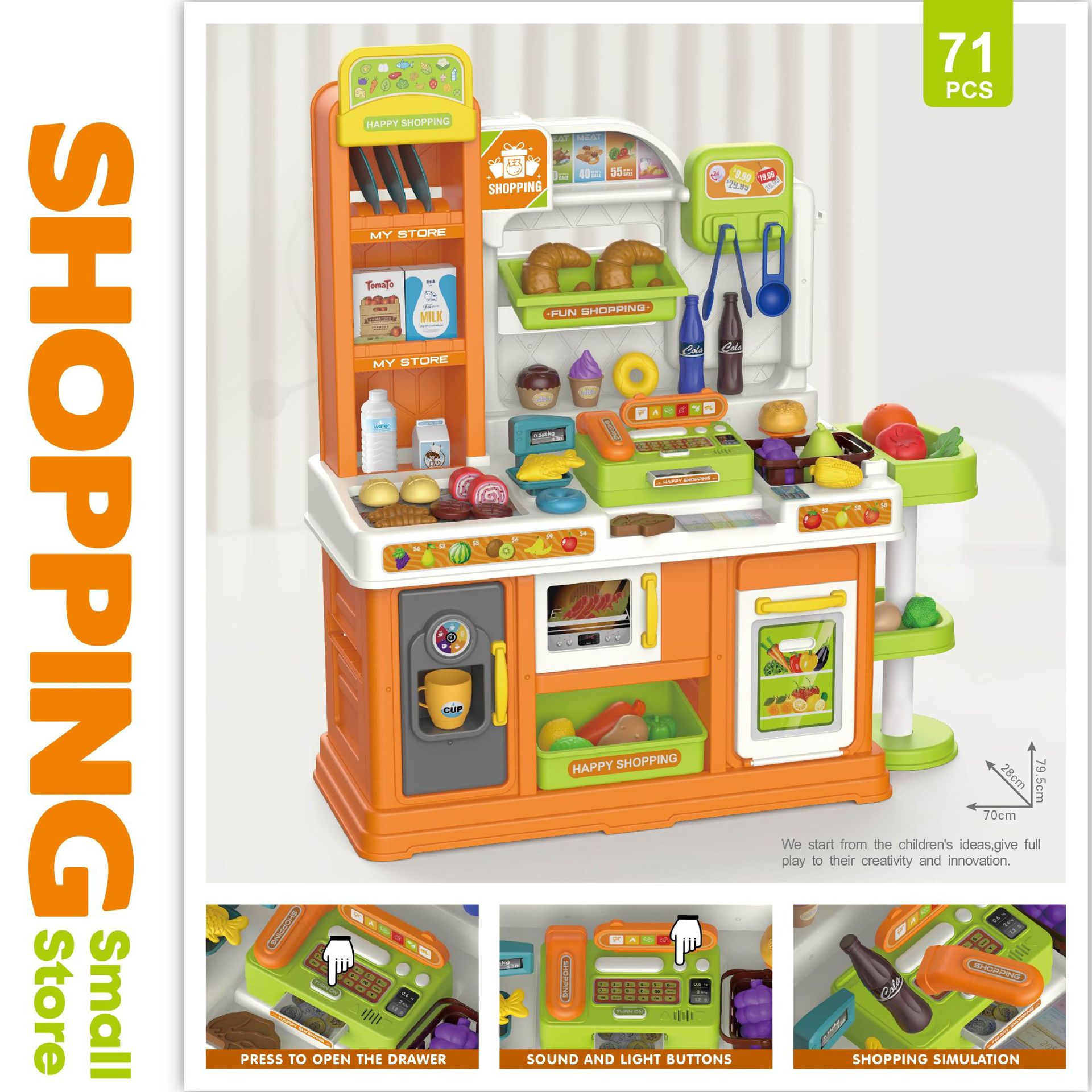 Simulación transfronteriza de supermercado para niños, caja registradora, máquina expendedora de frutas y verduras, juguetes caseros