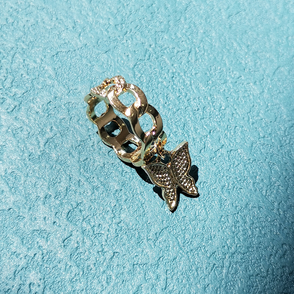 wholesale fashion butterfly drop oil heart hollow ring Nihaojewelry