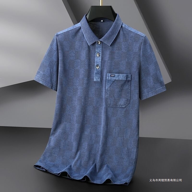 Summer Cotton Polo Shirt for Middle-Aged Men with Real Pockets, Washed and Vintage-Style, Casual New Model Summer Cotton Polo Shirt for Middle-Aged Men with Real Pockets, Washed and Vintage-Style, Casual New Model