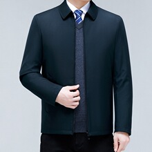 外贸高端男式夹克中老年爸爸经典简约休闲羽绒内胆商务保暖茄克衫
