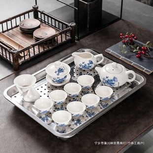 Ceramic Kung Fu Tea Set for Home Hospitality Teapot Dehua White Porcelain Tea Cup Set for Office Dormitory Tea Making