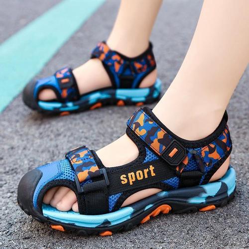 Boys' Mid-to-Large Size Closed-Toe Non-Slip Sandals for Summer – Children's & Boys' Sports-Style Soft-Soled Beach Shoes