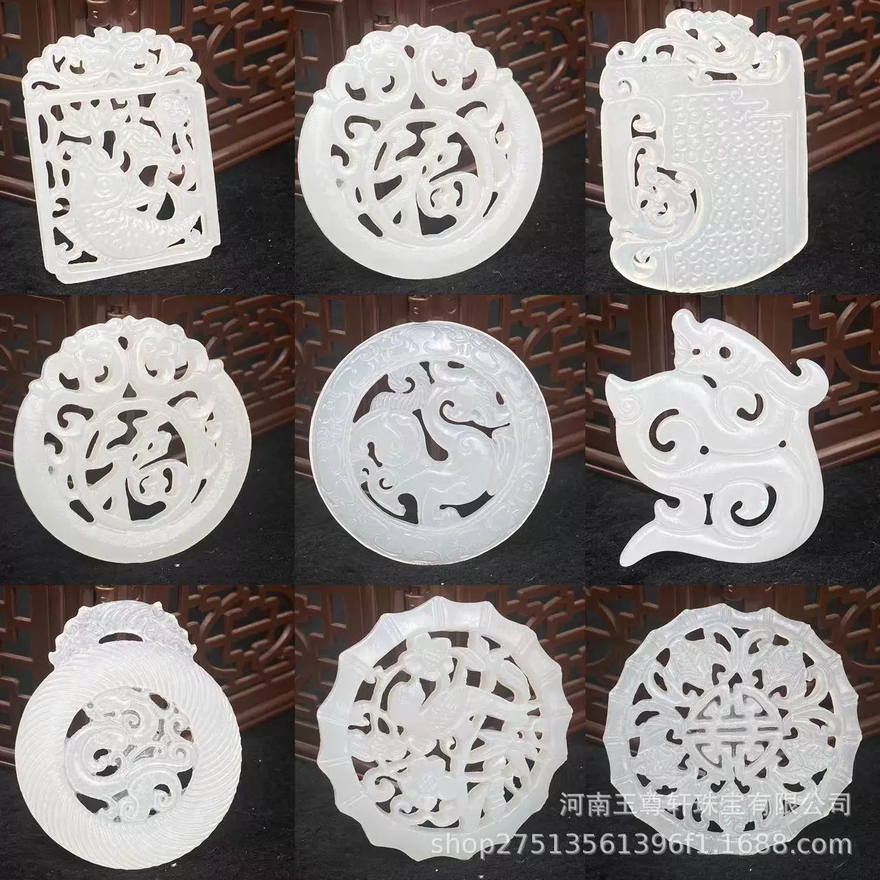 阿富汗白玉镂空吊坠和田玉汉服配饰腰佩挂件项链厂家批发直播货源