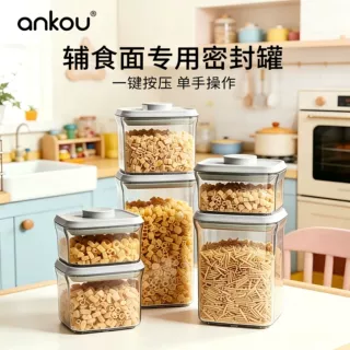 安扣按压式家用辅食面密封罐透明食品防潮婴儿辅食储物收纳罐定制