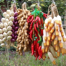 水果蔬菜玉米紅辣椒大蒜串假花生掛件農家樂飯店裝飾道具