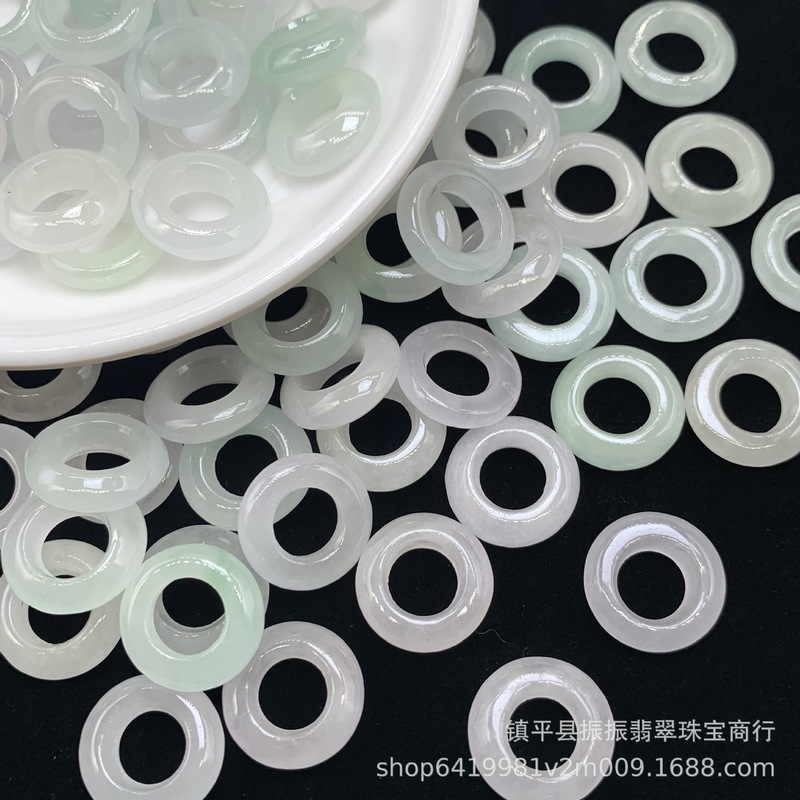 翡翠大孔円環15mmドーナツ卸売りdiy翡翠イヤリング玉円工芸品散珠アクセサリー|undefined