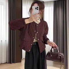 轻薄款菱格高端棉服秋冬新款2025短款时尚棉衣夹棉宽松休闲外套女