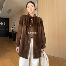 貂皮大衣海宁进口女真貂整貂母貂紫标中长水貂皮草年轻中长款外套