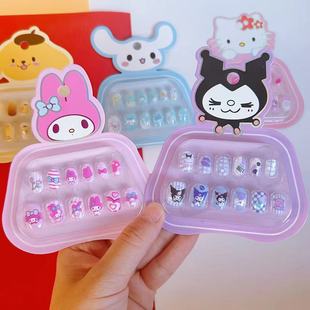 Sanrio Manicure Stickers High Color Value Kulomi Children's Nail Stickers for Little Girls Detachable Nail Dressing Armor 12 Pieces