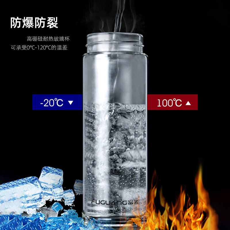 Fuguang Glass Cup for Men and Women, Single-Layer G2116 Portable Leak-Proof Tea Cup with Lid, Advertising Printing and Logo Printing