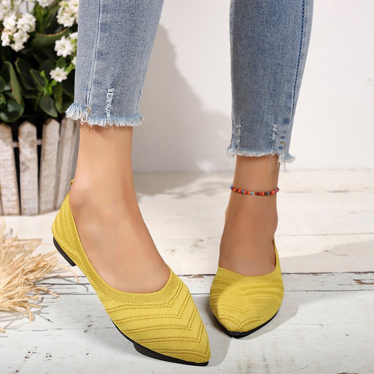 Zapatos de mujer transpirables zapatos casuales de mujer de punto zapatos de mujer grandes zapatos de moda de punta zapatos de una sola pie ligero zapatos de hombre