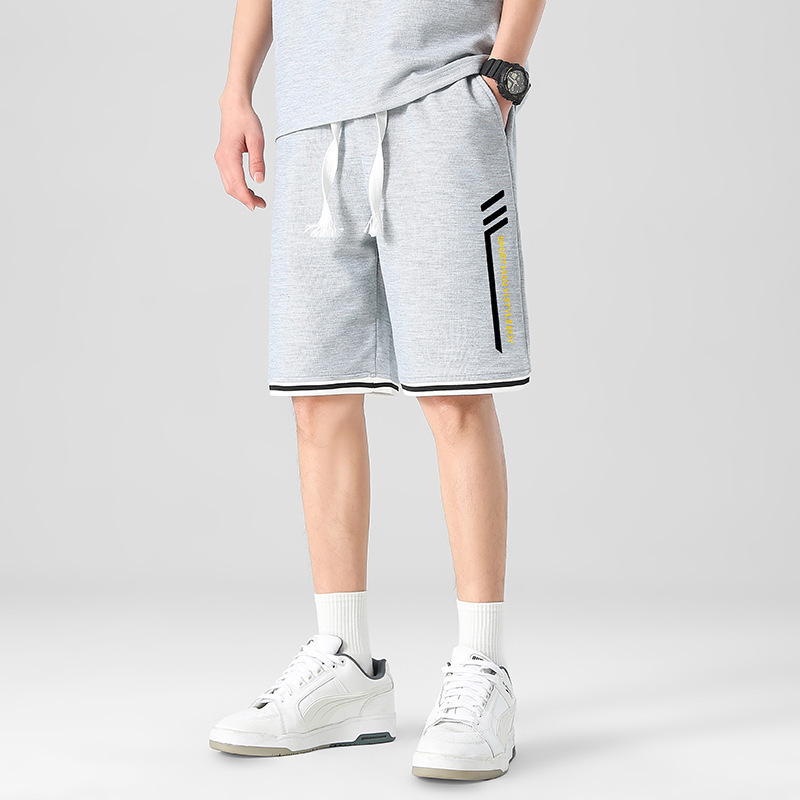 Al por mayor transfronterizo deportivo de ocio de verano de mangas cortas pantalones elásticos de cinco puntos de hombre de punto sueltos pantalones rectos image 11