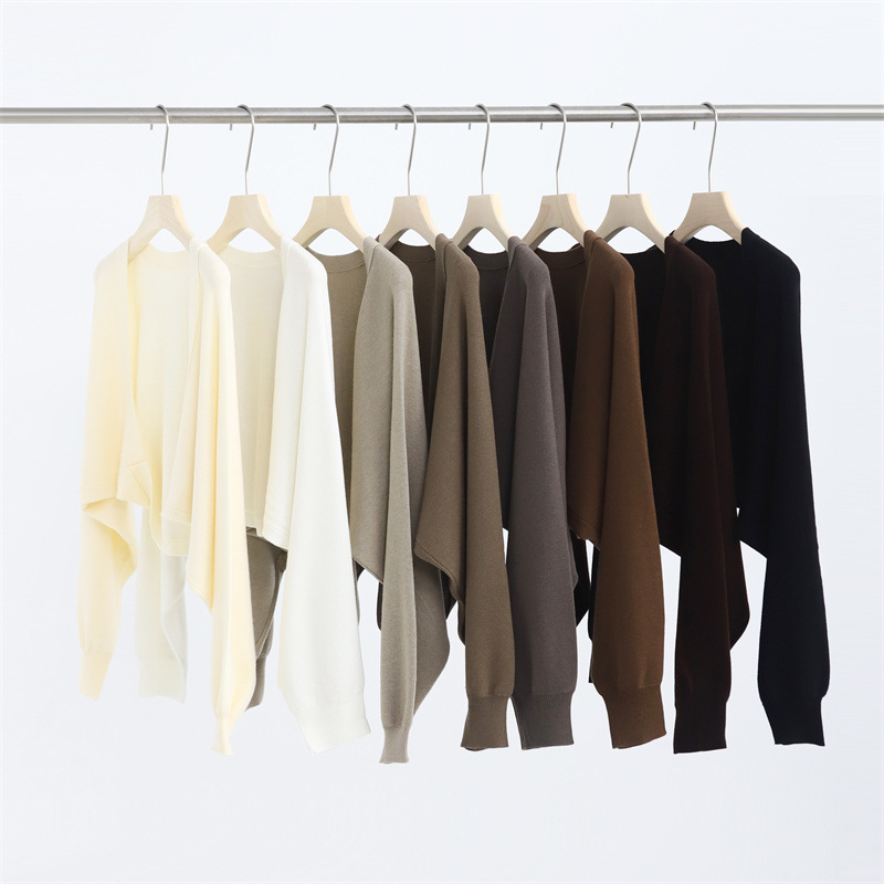 Lazy one-piece waistcoat wool blended autumn and winter long sleeve batwing sleeve knitted shawl cardigan outer wear new 953