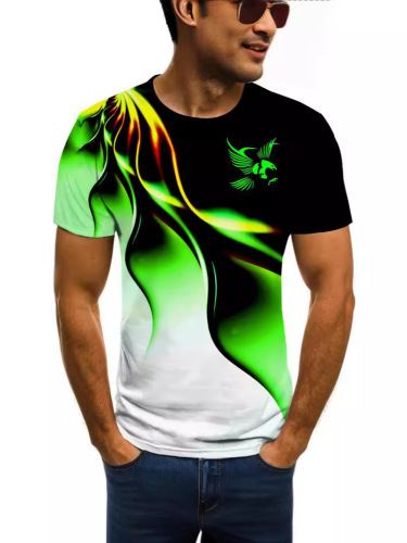 Men's Summer 3D Printed Lightning Breathable Crew Neck Short Sleeve T-Shirt