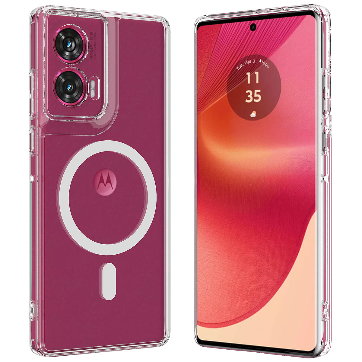 For MOTO edge 50Fusion transparent magnetic mobile phone case magsafe wireless magnetic charging in stock