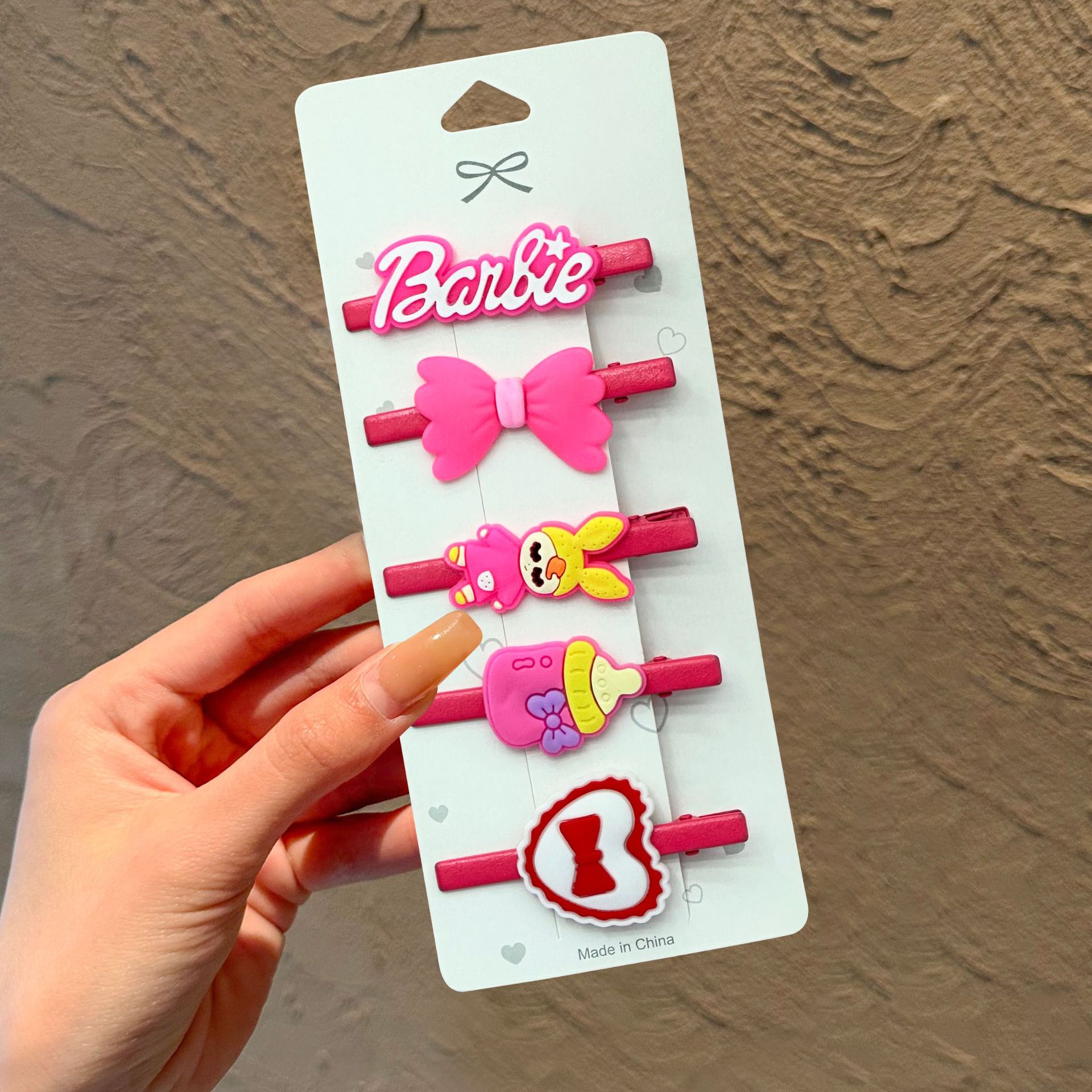 Lindo Sanrio lazo horquilla tocado niña bebé pinza de pelo roto flequillo juego de clip de una palabra para niña