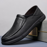 Мужская летняя дышащая повседневная обувь для кожаной обуви, мягкая подошва, из натуральной кожи