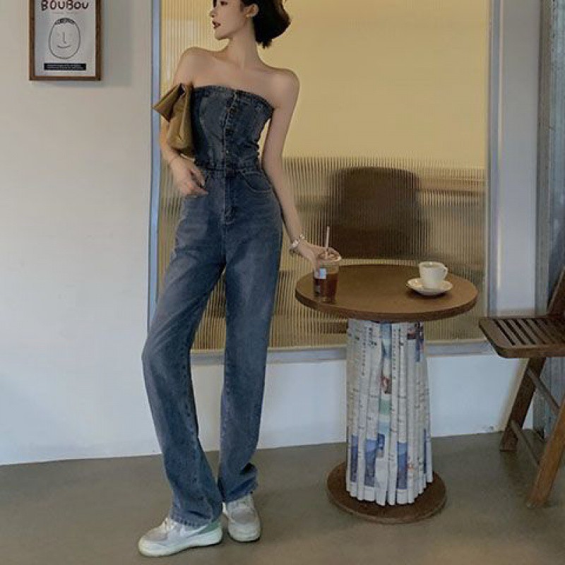 (2개) 봄과 가을 새로운 한국 스타일 데님 바지 여성의 높은 허리 슬림 스트레이트 다리 넓은 다리 바지