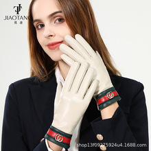 跨境女士真皮手套秋冬加绒加厚保暖触屏开车骑行头层羊皮时尚欧美