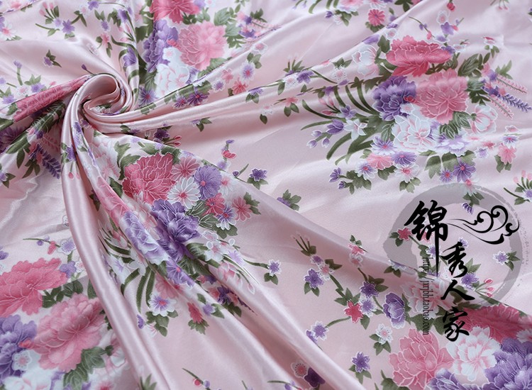 tela de seda impresa de flores tela de seda ropa antigua tela de prenda de ropa china tela de impresión de flores de plantas DIY