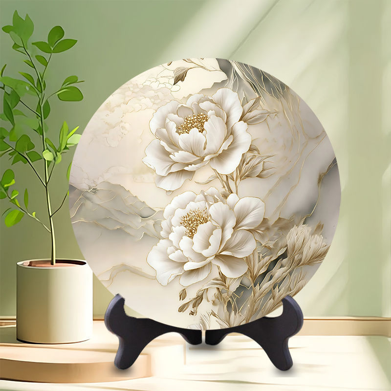 Chinese Style Embroidered Peony Painting High-Value Finished Round Disc Photo Frame Ornaments Dormitory Room Study High-Quality Furniture Decoration Chinese Style Embroidered Peony Painting High-Value Finished Round Disc Photo Frame Ornaments Dormitory Room Study High-Quality Furniture Decoration