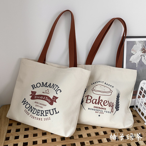 new crossbody canvas bag ins portable shoulder bag school bag literary simple retro large capacity canvas bag