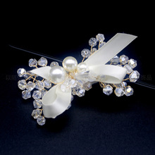 百搭高级感珍珠水晶蝴蝶结女鞋鞋花鞋扣可拆卸铜丝婚鞋新娘鞋配饰