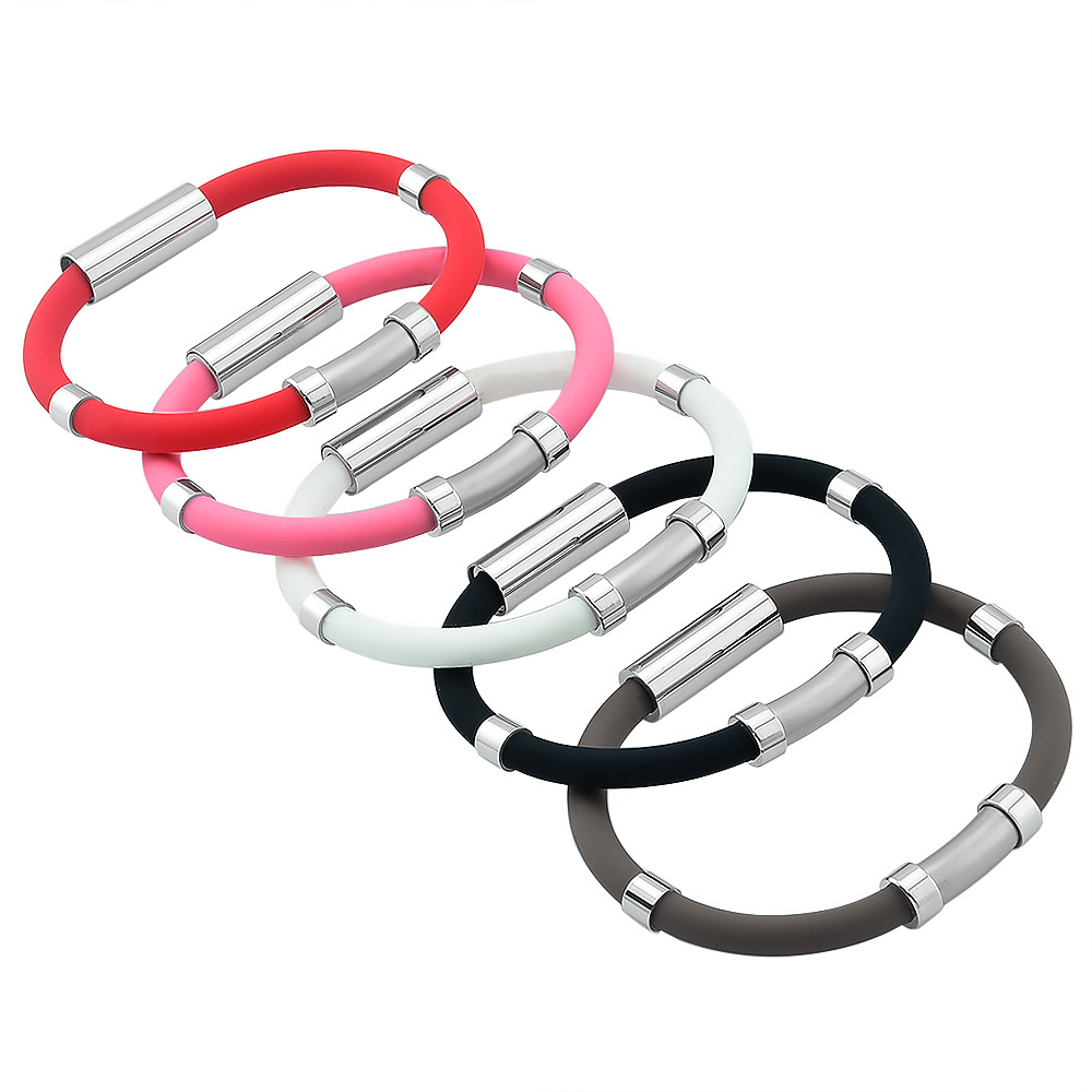Simple Style Round Silica Gel Titanium Steel Unisex wristband 1 Piece