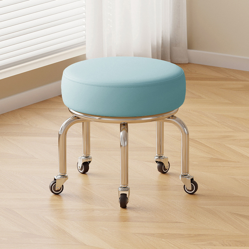 Polia doméstica taburete bajo rueda universal pequeño taburete silencioso rotativo taburete redondo móvil con artefacto moderno y simple