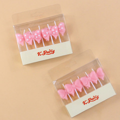 Wholesale New Arrival Pink Birthday Cake Candles Creative Party 5 Pcs PVC Boxed Polka Dot Bow Candles