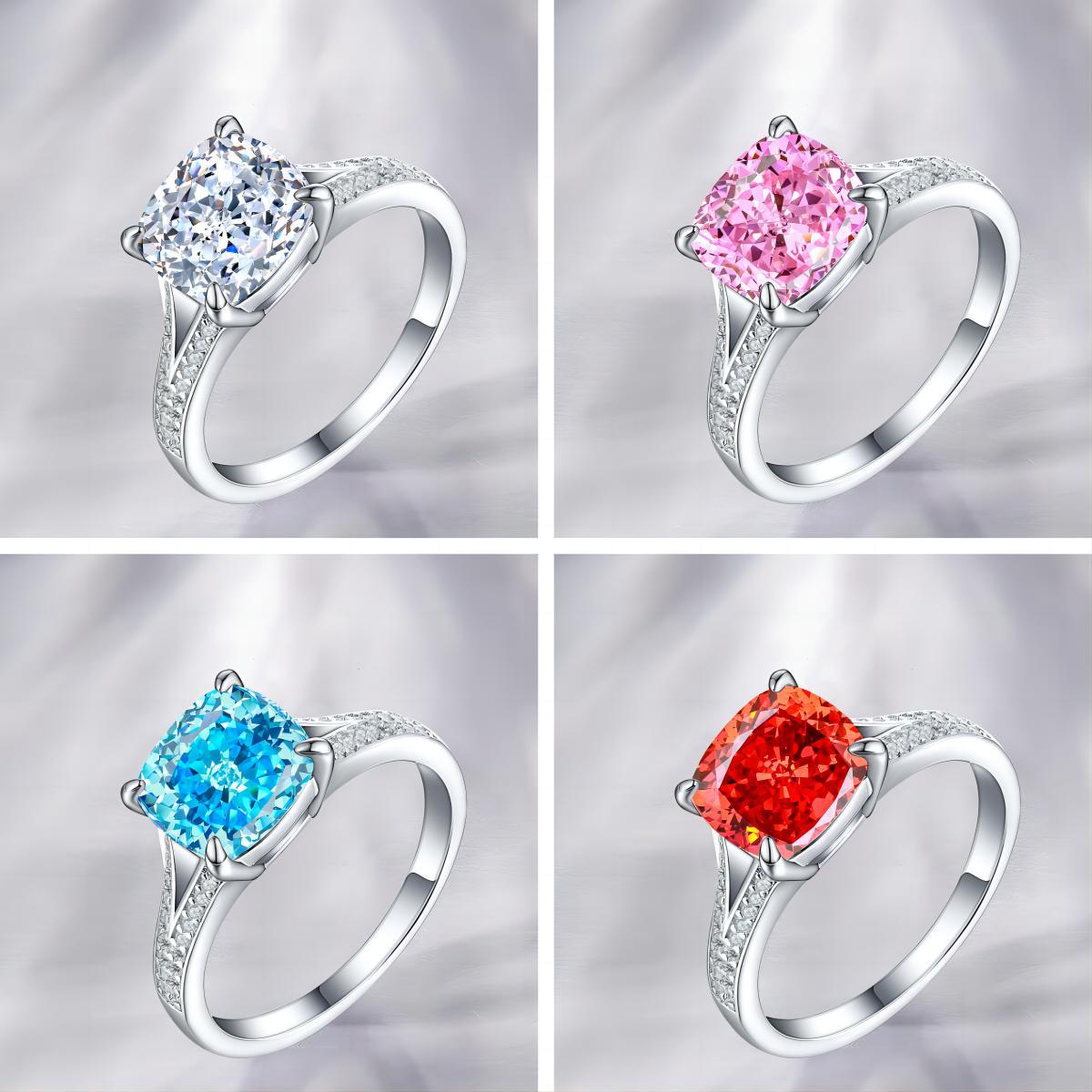 7g Weight High Carbon Diamond Inlay Material Rings Classification 1 Piece Quantity Holiday, Daily Occasion 925 Sterling Silver Material Geometric Pattern Women's Gender Inlay Design Simple Style, Classic Style Style 925 Sterling Silver High Carbon Diamond Geometric Rings 2