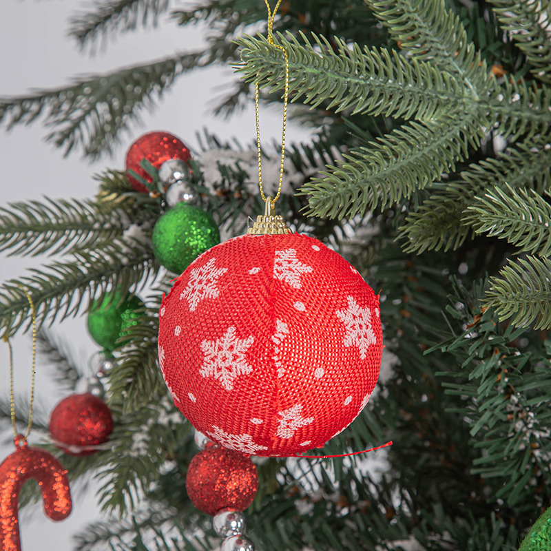 Decoración de Navidad suministros Plaid árbol de Navidad colgante tela de espuma traje de bola de Navidad 8cm en stock al por mayor